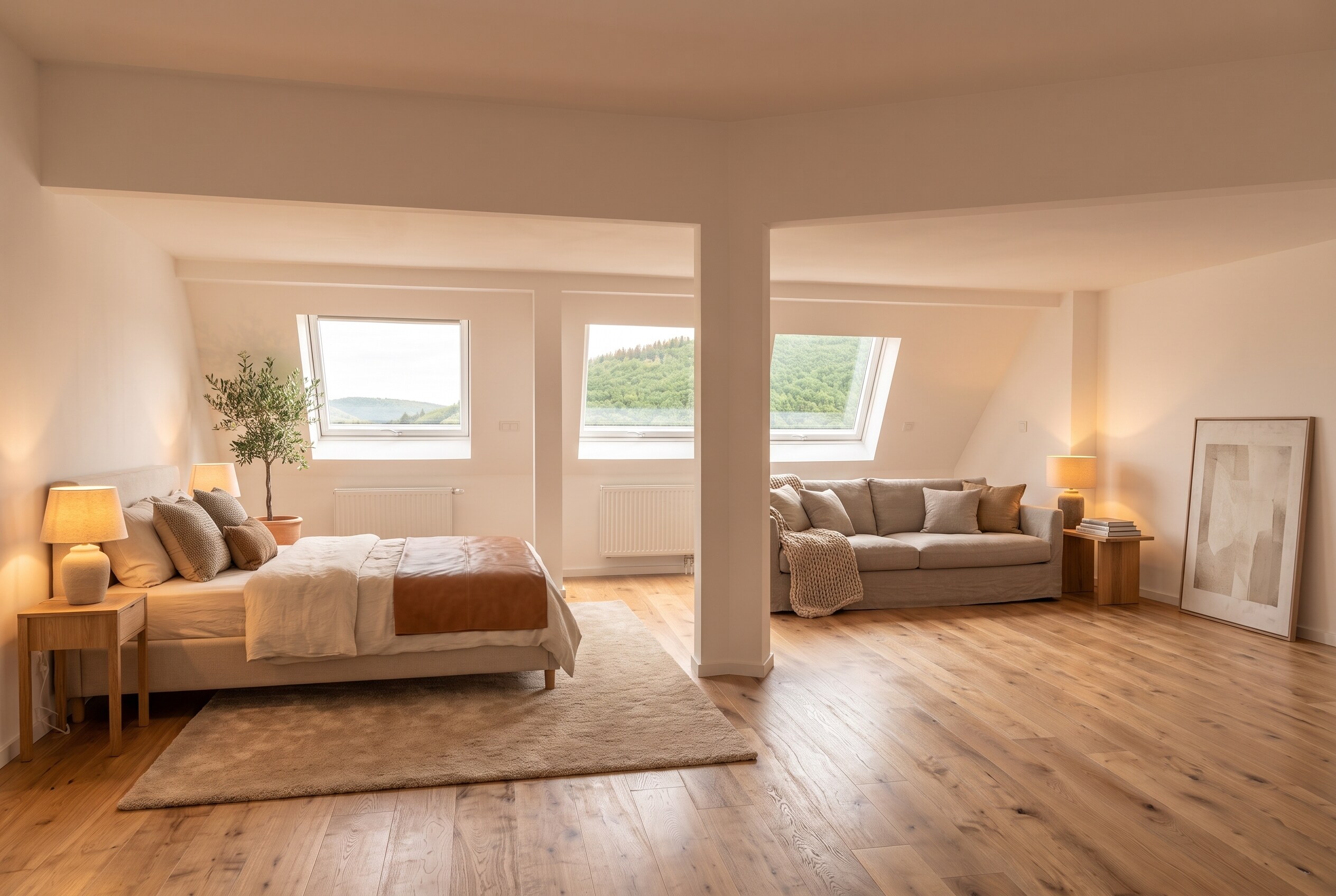 Dasselbe Apartment eingerichtet — digitale Visualisierung